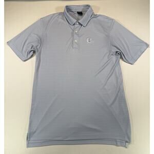 Dunning Golf Polo Shirt Mens XL Blue Stripe Performance Polyester Short Sleeve